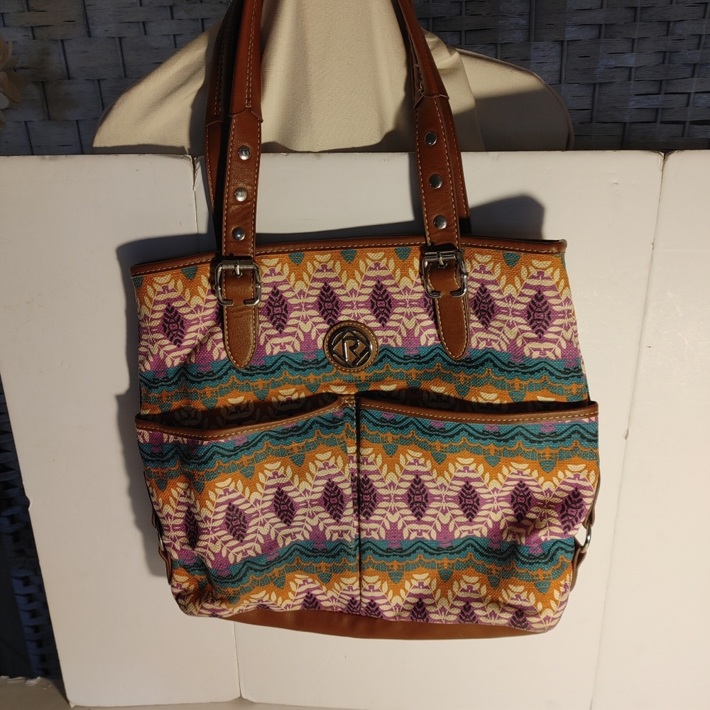 Multi color Ladies Handbag Relic Shoulder straps Snap Closure Boho